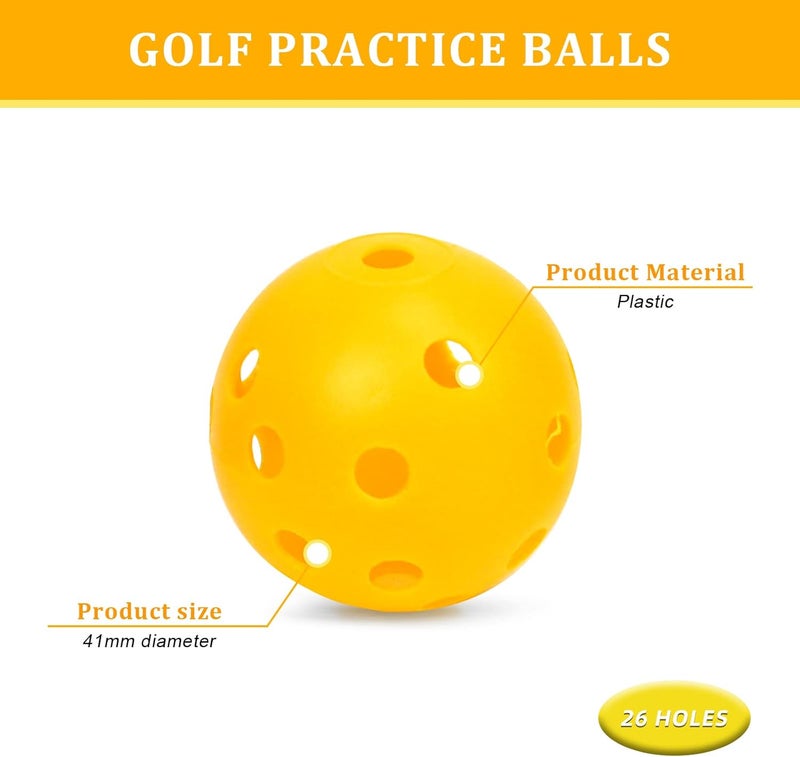 Bac-kitchen Plastic Golf Balls Practice Limited Flight Golf Training Ball Hollow Swing Practice Indoor Golf Balls with Mesh Drawstring Bag for Backyard Driving Range or Outdoor - Image 3
